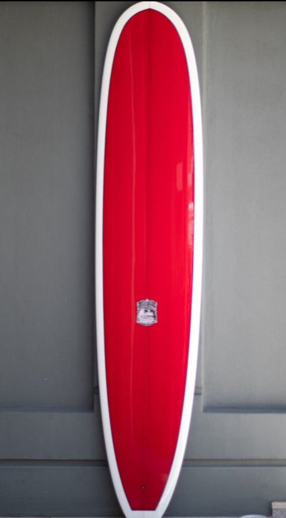 9'3 First Point White Bottom and Rails Red Deck Black Pinline Polish Finish