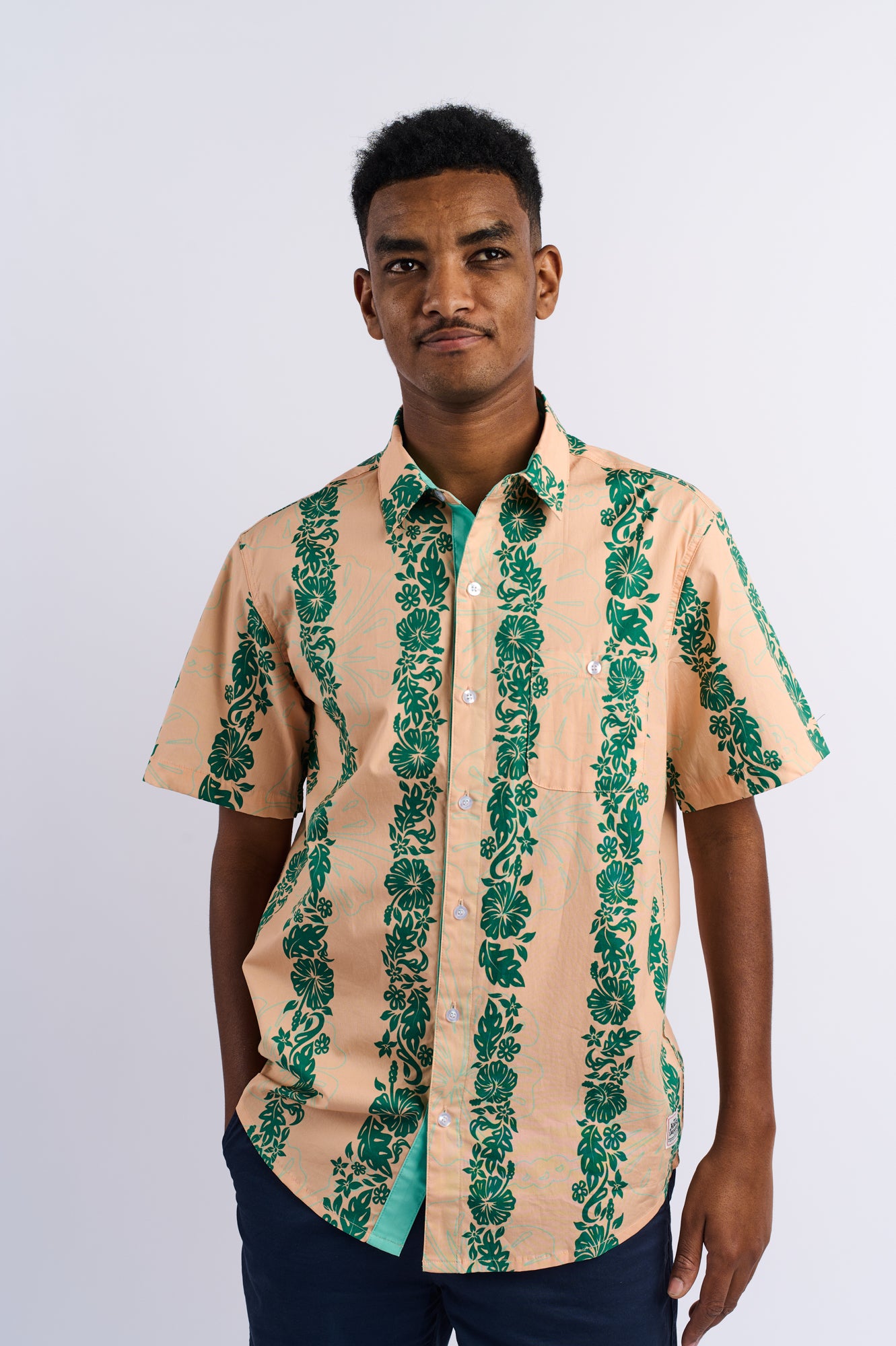 NL Orange Hibiscus Panel Shirt