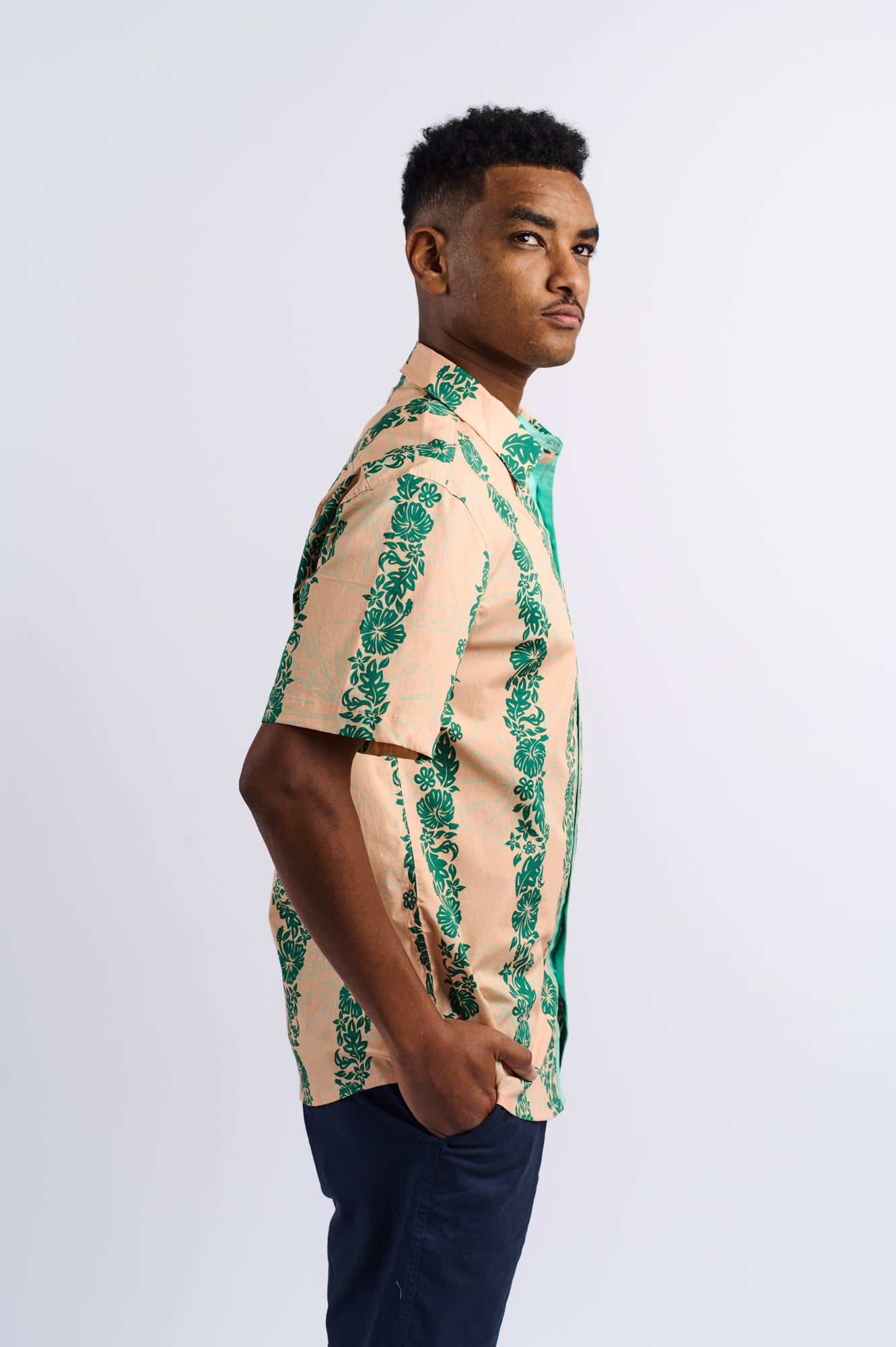 NL Orange Hibiscus Panel Shirt