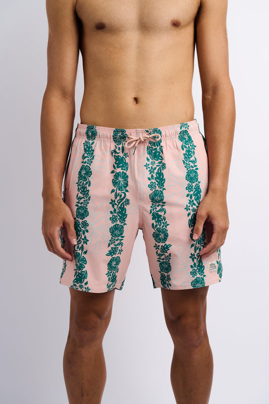 NL Hibiscus Panel Swim Shorts Salmon