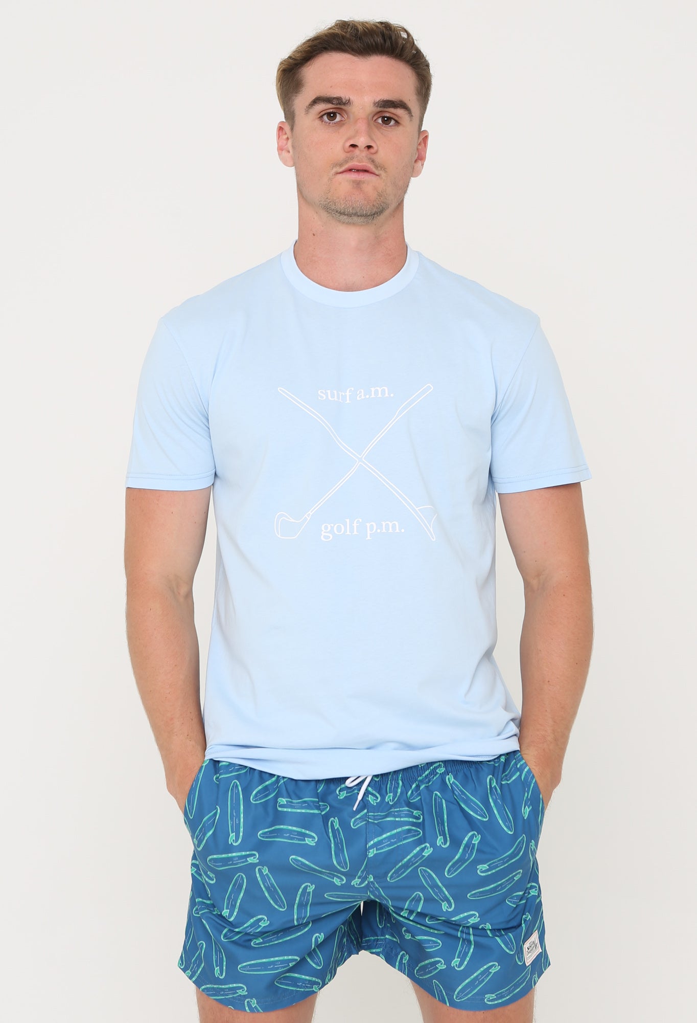 Surf AM Golf PM Tee Blue