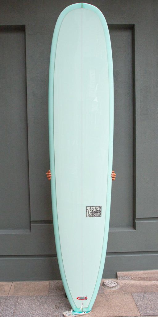 9'1" Tea Tree Light Aqua Green bottom/ light green deck silver pin lines