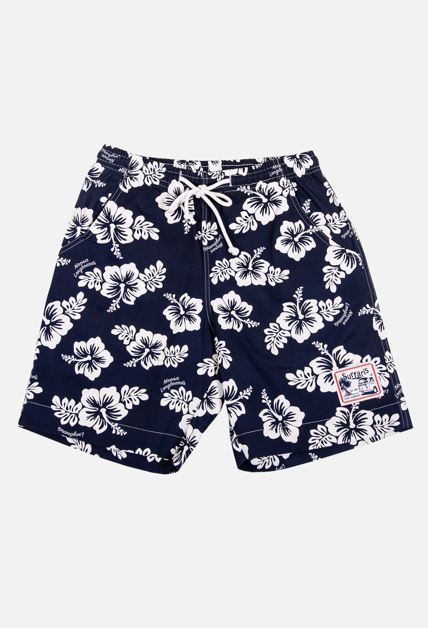 Surfaris Hibiscus Cotton Shorts Blue (Made In Australia