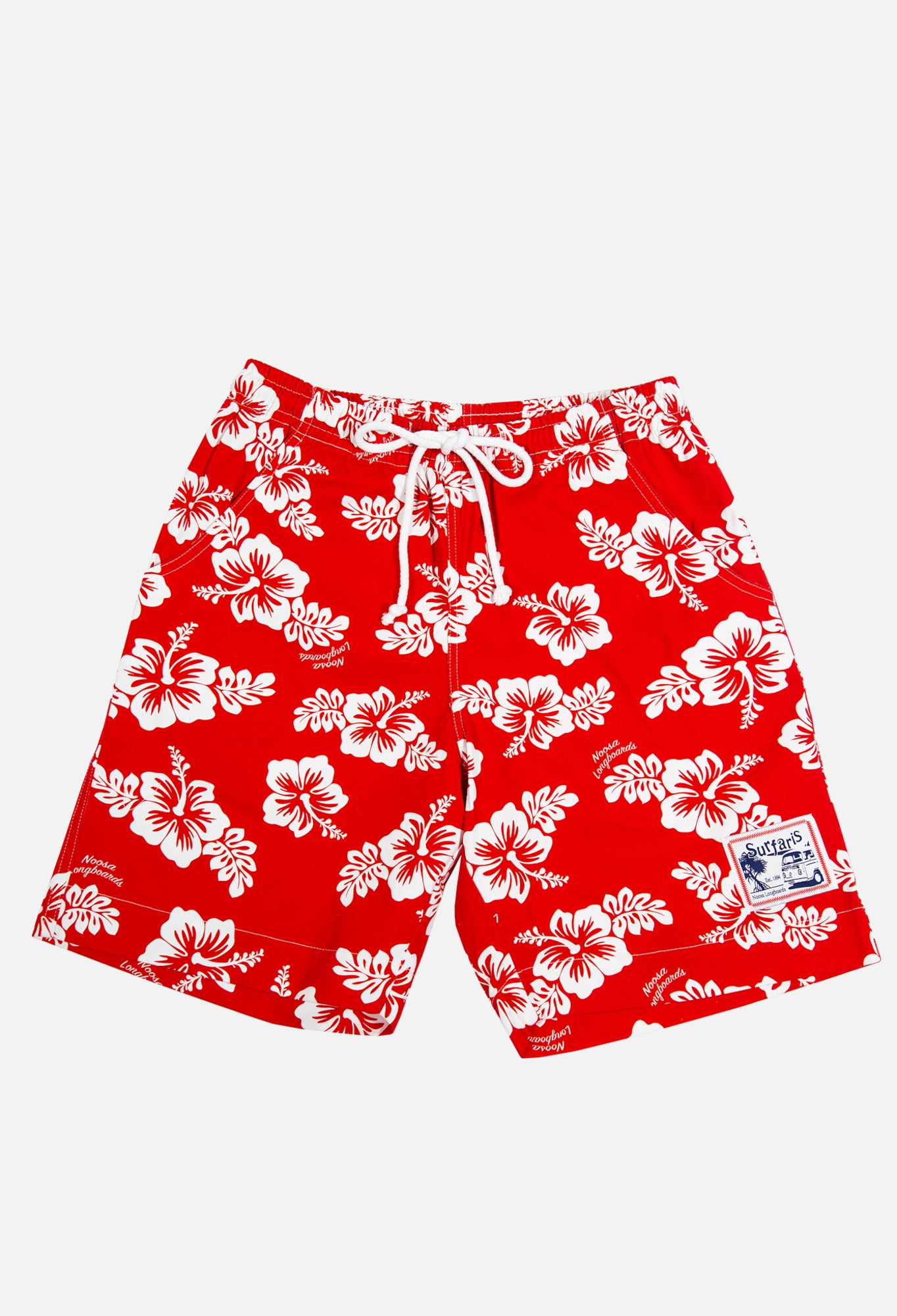 Surfaris Hibiscus Cotton Shorts Red
